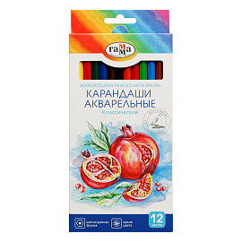Карандаши цветные акварельные Гамма Классические шестигранные 12 цветов (с кистью)