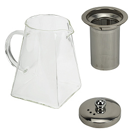 Чайник заварочный 950 мл, жаропрочное стекло, металлическая колба-заварник, DASWERK (ДАСВЕРК), 608647