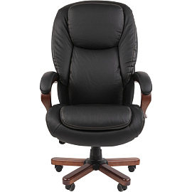 Кресло для руководителя Chairman 408 черное (натуральная кожа с компаньоном, металл)