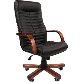 Кресло для руководителя Chairman 480 WD чёрное (экокожа, металл)