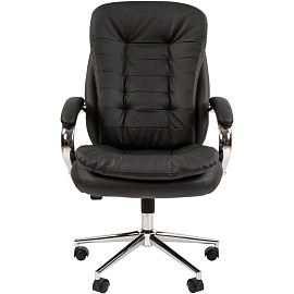 Кресло для руководителя Chairman 795 чёрное (натуральная кожа с компаньоном, металл)