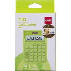 Калькулятор карманный Deli 12-разрядный зеленый 120x86x29 мм