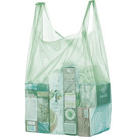 Пакет-майка ПНД 15 мкм (35+20x65 см, 100 штук в упаковке)