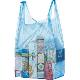 Пакет-майка ПНД 15 мкм (35+20x65 см, 100 штук в упаковке)