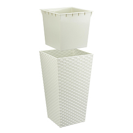 Кашпо Idea Ротанг 37 л с внутренней вставкой 18 л белый ротанг (32x56.5x32 см)