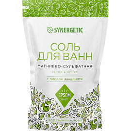 Соль для ванн Synergetic Магниево-сульфатная с маслом эвкалипта 1000 г