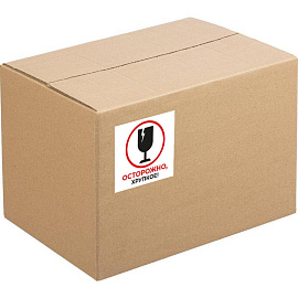 Этикетки самоклеящиеся Комус Осторожно хрупкое 105х99 мм 6 штук на листе белые (20 листов в упаковке)