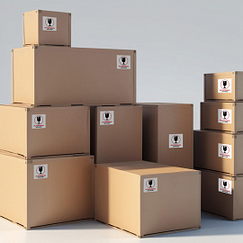 Этикетки самоклеящиеся Комус Осторожно хрупкое 105х99 мм 6 штук на листе белые (20 листов в упаковке)