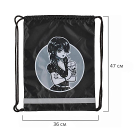 Мешок для сменной обуви Комус Класс (№1 School) Аниме Готик 360х470 мм черный с 1 отделением