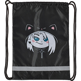 Мешок для сменной обуви Комус Класс (№1 School) Аниме Чиби 360х470 мм черный с 1 отделением