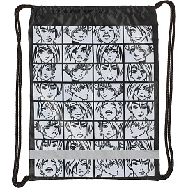 Мешок для сменной обуви Комус Класс Аниме Комикс 360х470 мм черный с 1 отделением