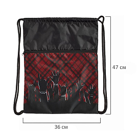 Мешок для сменной обуви Комус Класс (№1 School) Аниме Панк 360х470 мм черный с ручкой, карманом