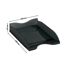 Лоток для бумаг горизонтальный СТАММ "Тропик", тонированный черный