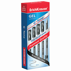 Ручка гелевая неавтоматическая Erich Krause G-Tone черная (толщина линии 0.4 мм)