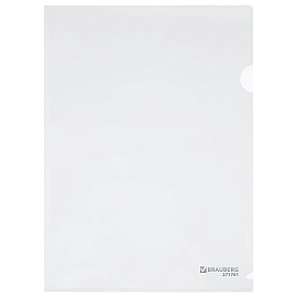 Папка-уголок жесткая А4, прозрачная, 0,15 мм, BRAUBERG EXTRA, 271701