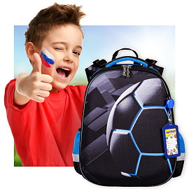 Ранец ЮНЛАНДИЯ EXTRA с дополнительным объемом, 2 отделения, "Soccer ball", 38х29х18 см, 270677