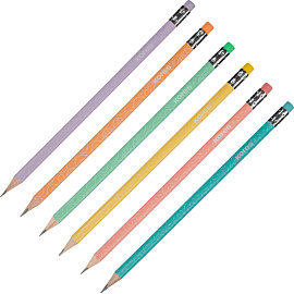 Карандаш чернографитный HB с ластиком Kores Collage Style Pastel заточенный трехгранный