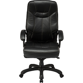 Кресло для руководителя Easy Chair CS608Е чёрное (натуральная кожа с компаньоном, пластик)