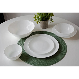 Тарелка суповая Кулинарк Сфера стекло 23 см белая (6 штук в упаковке)