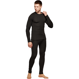 Термофутболка мужская с длинным рукавом Comazo Activ-25 трикотажная с начёсом чёрная (размер 48, рост 182)