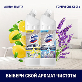 Средство для мытья пола Domestos Лимон и мята 1 л универсальное антибактериальное