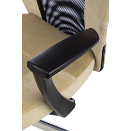 Кресло офисное Easy Chair 225 DSL бежевое/чёрное (велюр, металл)