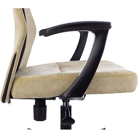 Кресло офисное Easy Chair 225 DSL бежевое/чёрное (велюр, металл)