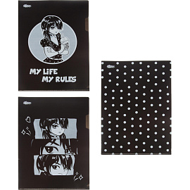 Папка-уголок №1 School Аниме Готика А4 пластиковая 180 мкм (3 штуки в упаковке)