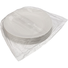 Тарелка одноразовая бумажная Эконом 180 мм белая 500 штук в упаковке