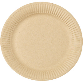 Тарелка одноразовая бумажная Комус Эконом 180 мм крафт 500 штук в упаковке