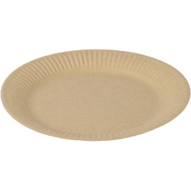 Тарелка одноразовая бумажная Комус Эконом 180 мм крафт 500 штук в упаковке