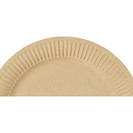 Тарелка одноразовая бумажная Комус Эконом 180 мм крафт 500 штук в упаковке