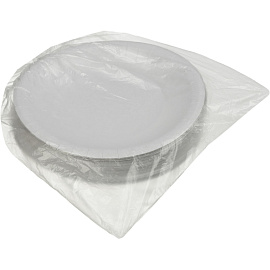 Тарелка одноразовая бумажная Комус Эконом 210 мм белая 500 штук в упаковке