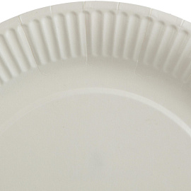 Тарелка одноразовая бумажная Комус Эконом 230 мм белая 500 штук в упаковке