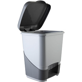 Контейнер для мусора напольный Полимербыт 20 л пластик с педалью с крышкой серый (41.5x32.5x33 см)