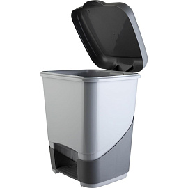 Контейнер для мусора напольный Полимербыт 20 л пластик с педалью с крышкой серый (41.5x32.5x33 см)