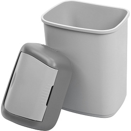 Контейнер для мусора Полимербыт 14 л пластик с крышкой серый (42x22.6x27.4 см)