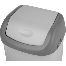 Контейнер для мусора Полимербыт 14 л пластик с крышкой серый (42x22.6x27.4 см)