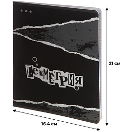 Тетрадь предметная по геометрии №1 School Панк А5 48 листов с рисунком в клетку, УФ-сплошной глянцевый лак