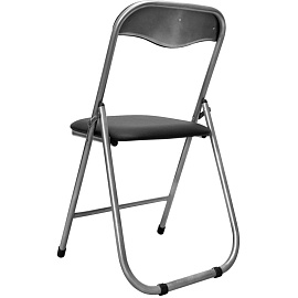 Стул складной РС 04 черный/серебро (искусственная кожа)