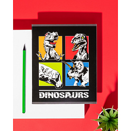 Тетрадь общая №1 School Dinosaurs А5 48 листов в клетку на скрепке обложка с рисунком ВД-лак