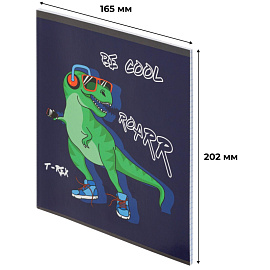 Тетрадь общая №1 School Динозавр А5 48 листов в клетку на скрепке обложка с рисунком ВД-лак
