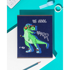 Тетрадь общая №1 School Динозавр А5 48 листов в клетку на скрепке обложка с рисунком ВД-лак