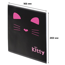 Тетрадь общая Kitty А5 48 листов в клетку на скрепке обложка черная ВД-лак