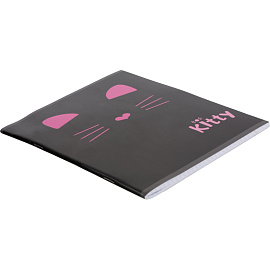 Тетрадь общая Kitty А5 48 листов в клетку на скрепке обложка черная ВД-лак