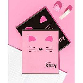 Тетрадь общая Kitty А5 48 листов в клетку на скрепке обложка черная ВД-лак