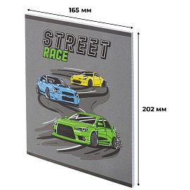 Тетрадь общая №1 School Street race А5 48 листов в клетку на скрепке обложка с рисунком ВД-лак