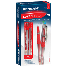 Ручка гелевая неавтоматическая Pensan Soft Gel красная (толщина линии 0.35 мм)