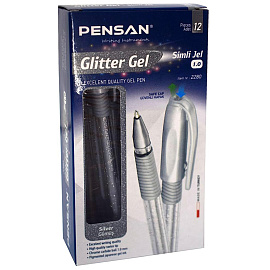 Ручка гелевая неавтоматическая Pensan Glitter Gel серебристая (толщина линии 0.75 мм)