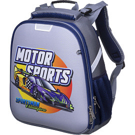 Ранец Комус класс Basic Motor Sports серый с двумя отделениями фото Ранец Комус класс Basic Motor Sports серый с двумя отделениями